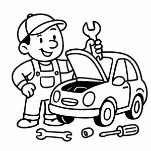 Cheerful Mechanic Coloring Page