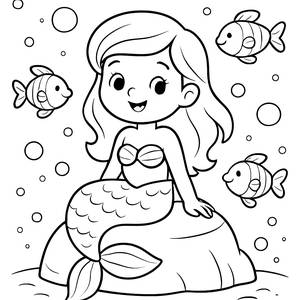 Page à Colorier de la Sirène Joyeuse