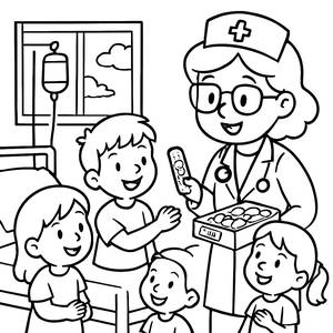 Cheerful Nurse Coloring Page