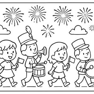 Fröhliche Parade Malvorlage