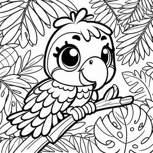 Cheerful Parrot Coloring Page