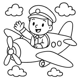 Cheerful Pilot Coloring Page