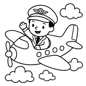 Cheerful Pilot Coloring Page