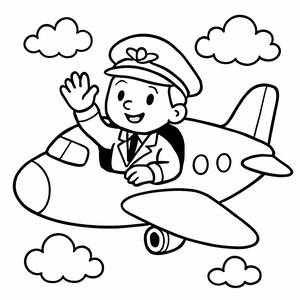 Cheerful Pilot Coloring Page