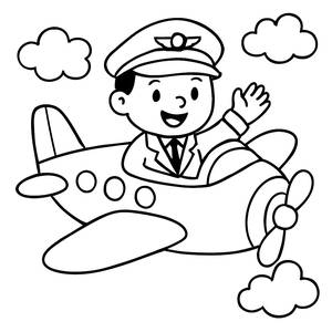 Fröhliche Pilot Malvorlage