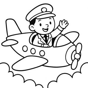 Cheerful Pilot Coloring Page