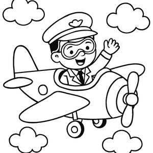 Cheerful Pilot Coloring Page