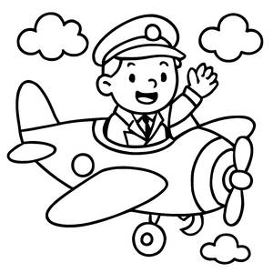 Cheerful Pilot Coloring Page