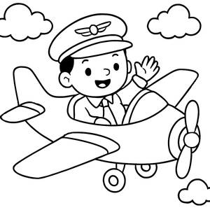 Cheerful Pilot Coloring Page