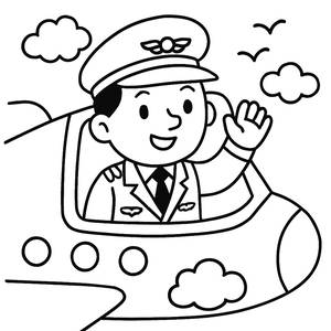 Cheerful Pilot Coloring Page