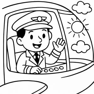 Cheerful Pilot Coloring Page
