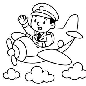 Cheerful Pilot Coloring Page