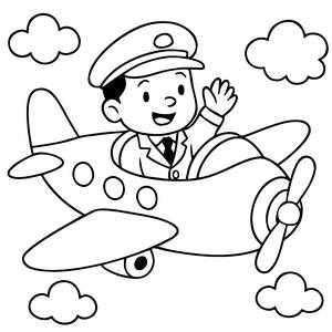 Cheerful Pilot Coloring Page