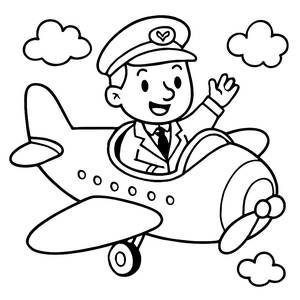 Cheerful Pilot Coloring Page