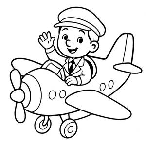 Cheerful Pilot Coloring Page