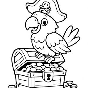 Fröhliche Piratenpapagei Ausmalbild