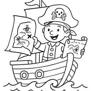 Página para Colorear del Alegre Barco Pirata