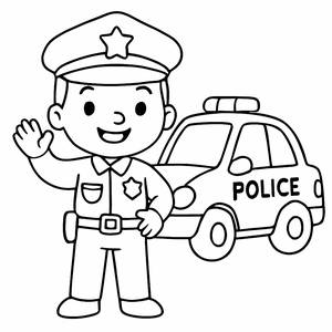 Página para Colorear de un Policía Alegre