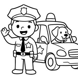 Pagina da Colorare di un Poliziotto Allegro