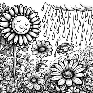 Page à Colorier de Gouttes de Pluie Joyeuses