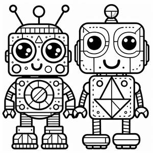 Fröhliche Roboter Malvorlage