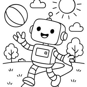 Page à Colorier de Robot Joyeux
