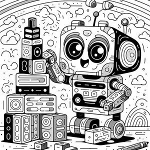 Рисунок для Раскраски Счастливого Робота