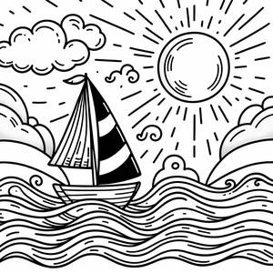 Fröhliche Segelboot Ausmalbild