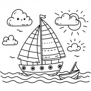 Cheerful Sailboat Coloring Page