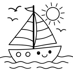 Página para Colorear de un Velero Alegre