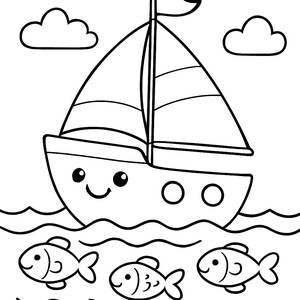 Fröhliche Segelboot Malvorlage