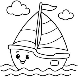 Fröhliche Segelboot Malvorlage