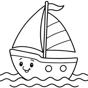 Cheerful Sailboat Coloring Page