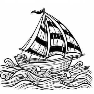 Fröhliches Segelboot Ausmalbild