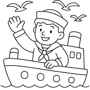 Cheerful Sailor Coloring Page