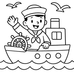 Cheerful Sailor Coloring Page