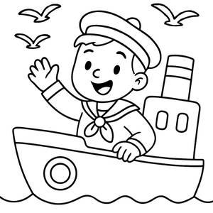Cheerful Sailor Coloring Page