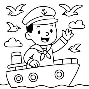 Cheerful Sailor Coloring Page