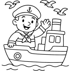 Cheerful Sailor Coloring Page