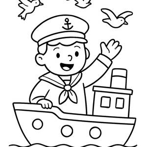 Cheerful Sailor Coloring Page
