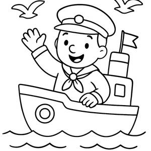 Cheerful Sailor Coloring Page