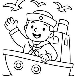 Cheerful Sailor Coloring Page