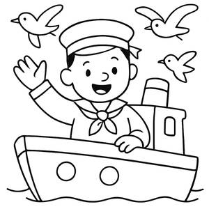 Cheerful Sailor Coloring Page