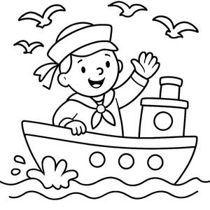 Cheerful Sailor Coloring Page