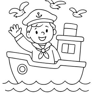 Cheerful Sailor Coloring Page