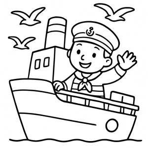 Cheerful Sailor Coloring Page