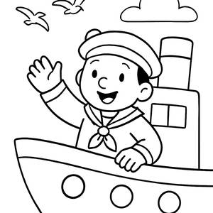 Cheerful Sailor Coloring Page