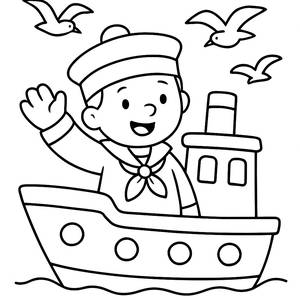 Cheerful Sailor Coloring Page