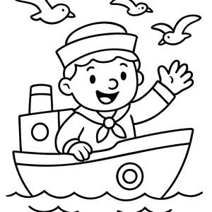 Cheerful Sailor Coloring Page