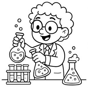 Cheerful Scientist Coloring Page